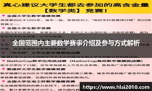 全国范围内主要数学赛事介绍及参与方式解析