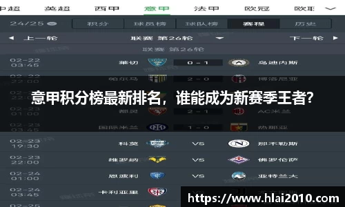 意甲积分榜最新排名，谁能成为新赛季王者？