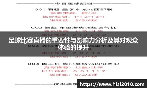 足球比赛直播的重要性与影响力分析及其对观众体验的提升