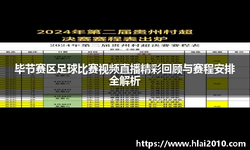 毕节赛区足球比赛视频直播精彩回顾与赛程安排全解析
